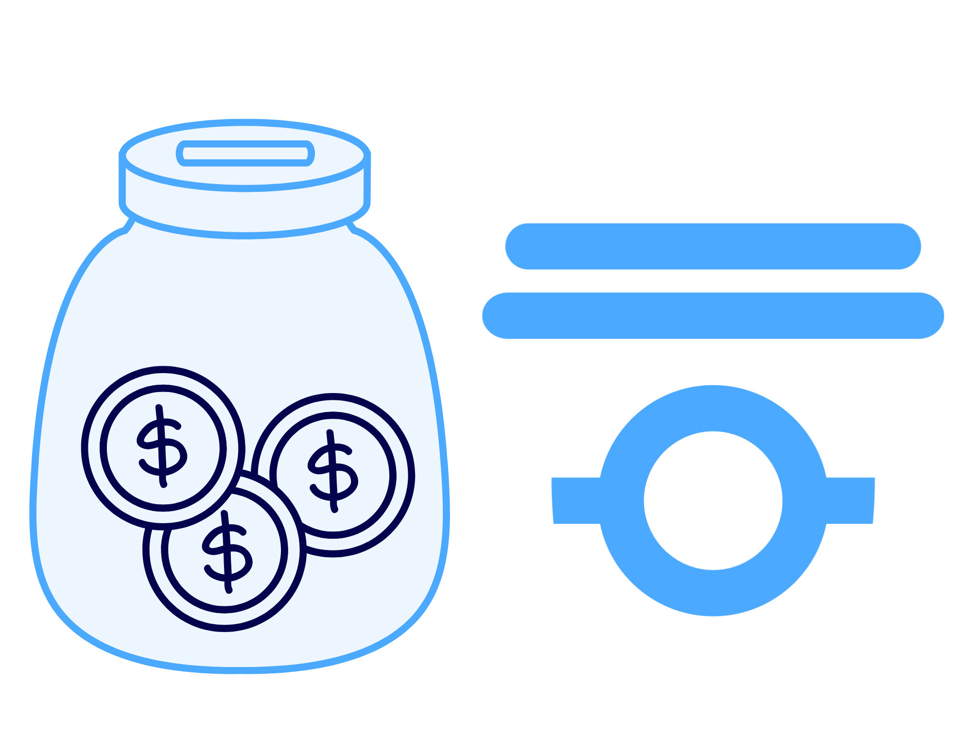 This a is a graphic of a glass jar with an arrow pointing to the icon of the Milli Jar.