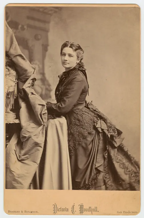 Photograph of Victoria Woodhull, in sepia